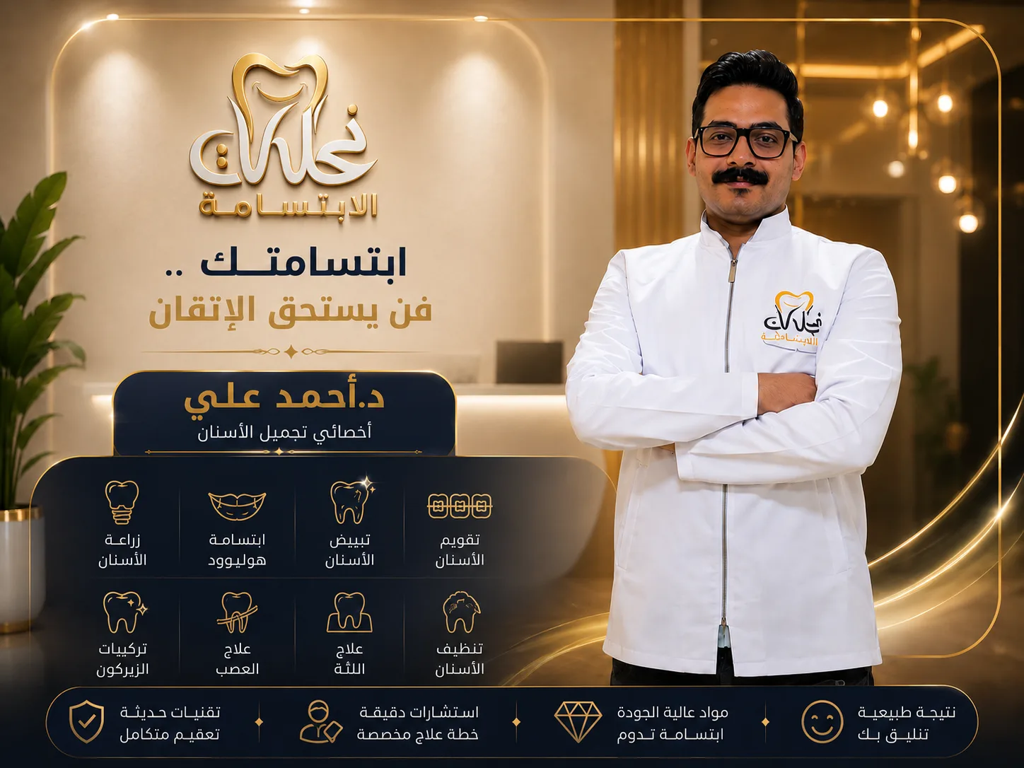 د. أحمد علي أخصائي تجميل الأسنان | عيادات نحات الابتسامة