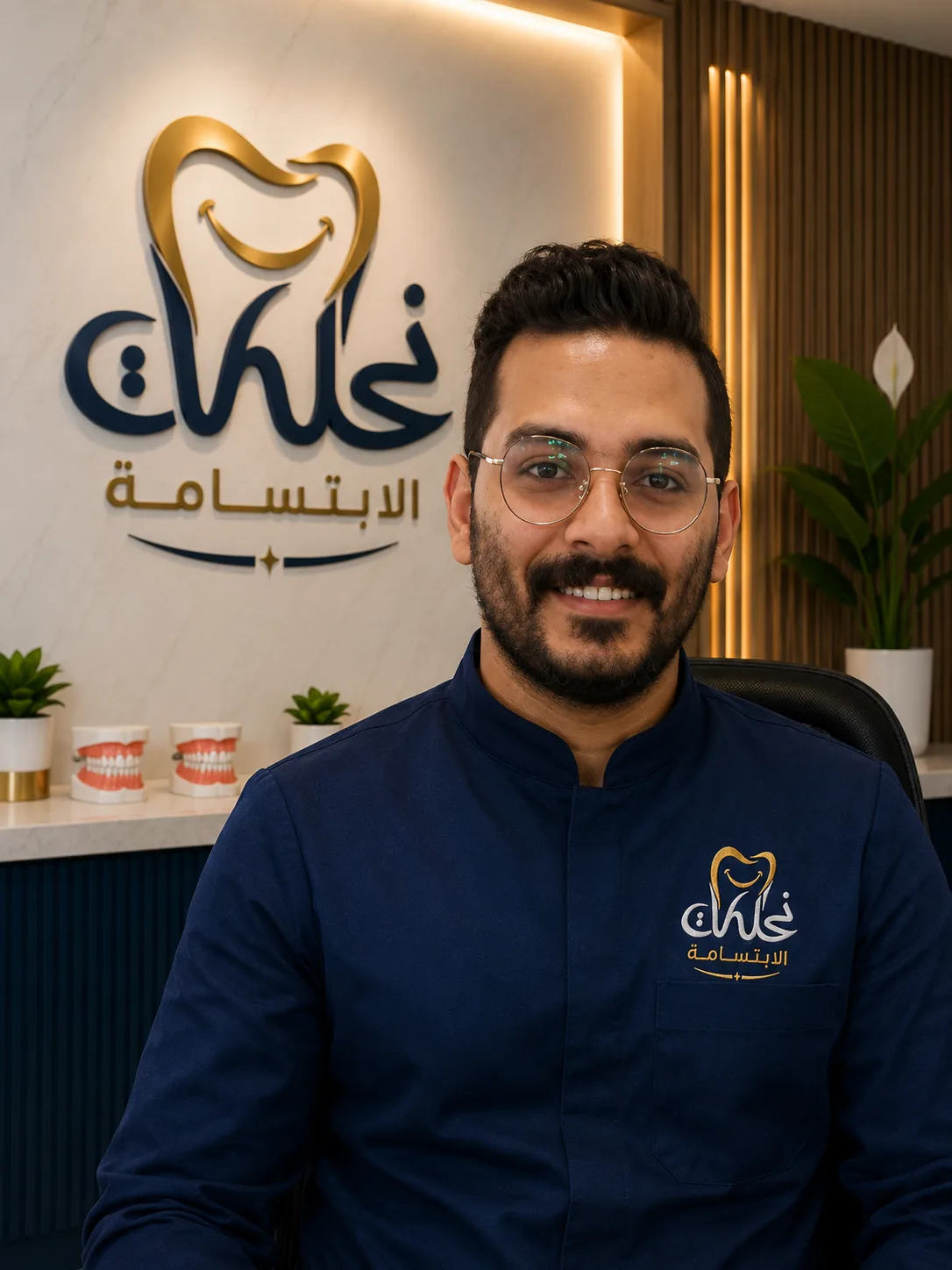 دكتور أحمد علي داخل عيادة نحات الابتسامة متخصص في تجميل الأسنان وتصميم الابتسامة.